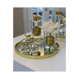 PEKİBU YUVARLAK MODEL AYNALI SUNUM TEPSİ DEKOR GOLD 25 CM
