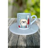 Pekingeses Köpek Baskılı Türk Kahvesi Fincanı Tabaklı Kişiye Özel Model 4