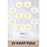 Pekshop 10 Adet Küçük Papatya Folyo Balon Paketi 10LU 40CM Papatya Folyo Balon - Sarı - Beyaz