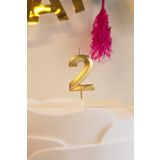PEKSHOP 2 Yaş Gold Mum Rakam Pasta Mumu Yaş Mum Gold Renk