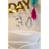 Pekshop 30 Yaş Gümüş Mum Rakam Pasta Mumu Yaş Mum Gümüş Renk - 1 Adet