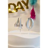 Pekshop 40 Yaş Gümüş Mum Rakam Pasta Mumu Yaş Mum Gümüş Renk - 1 Adet