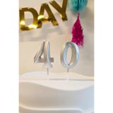 PEKSHOP 40 Yaş Gümüş Mum Rakam Pasta Mumu Yaş Mum Gümüş Renk