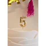 Pekshop 5 Yaş Gold Mum Rakam Pasta Mumu Yaş Mum Gold Renk - Metalik Altın - 1 Adet