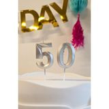 Pekshop 50 Yaş Gümüş Mum Rakam Pasta Mumu Yaş Mum Gümüş Renk - 1 Adet