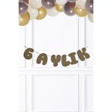 PEKSHOP 6 Aylık Banner Yarım Yaş Partisi 6 Aylık Yazılı Kraft Banner Süs