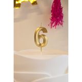 Pekshop 6 Yaş Gold Mum Rakam Pasta Mumu Yaş Mum Gold Renk - Metalik Altın - 1 Adet