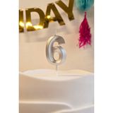 Pekshop 6 Yaş Gümüş Mum Rakam Pasta Mumu Yaş Mum Gümüş Renk - 1 Adet