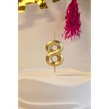 Pekshop 8 Yaş Gold Mum Rakam Pasta Mumu Yaş Mum Gold Renk - Metalik Altın - 1 Adet