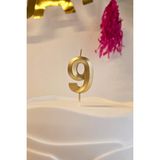 Pekshop 9 Yaş Gold Mum Rakam Pasta Mumu Yaş Mum Gold Renk - Metalik Altın - 1 Adet