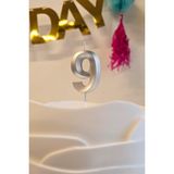 Pekshop 9 Yaş Gümüş Mum Rakam Pasta Mumu Yaş Mum Gümüş Renk - 1 Adet
