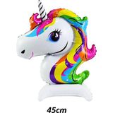 Pekshop Ayaklı Unicorn Folyo Balon Dik Durabilen Masa Üstü Boy Balon 45CM - Çok Renkli