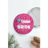 PEKSHOP Bekarlığa Veda Team Bride Rozet, Pembe Parıltılı