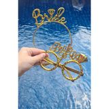 Pekshop Bride Taç ve Gözlük Seti Bride To Be Taç Gözlük Plastik Set Gold - 1 Adet