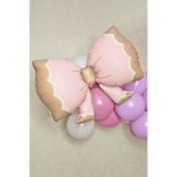PEKSHOP Büyük Retro Fiyonk Folyo Balon PEMBE Retro Renkler Fiyonk Şekilli Folyo Balon 60x90cm