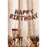 PEKSHOP Çikolata Kahve Happy Birthday Harf Balonlar Retro Doğum Günü Balon Seti
