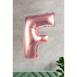 Pekshop F Harfi Rose Gold Folyo Balon 100 cm 40 Inç 1 Metre Baş Harf Balon - Renkli