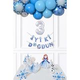 Pekshop Frozen Elsa Tema Doğum Günü Balon Zinciri Seti Masa Üstü Panolar Karlar Ülkesi Konsept Yaş Doğum Günü Balonları - Çok Renkli - 3