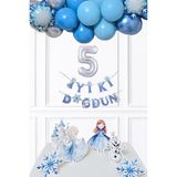 Pekshop Frozen Elsa Tema Doğum Günü Balon Zinciri Seti Masa Üstü Panolar Karlar Ülkesi Konsept Yaş Doğum Günü Balonları - Çok Renkli - 5