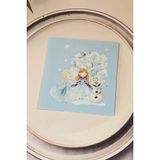 Pekshop Frozen Elsa Tema Doğum Günü Peçetesi Mavi Kare Kumaş Dokulu Peçete 12 Adet