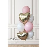 Pekshop Gold Kalp Pembe ve Beyaz Lateks Balonlar Balon Demeti SET245 - Çok Renkli