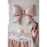PEKSHOP Gold Puantiyeli Pembe Fiyonk Folyo Balon