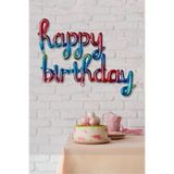 PEKSHOP Happy Birthday El Yazısı İmza Folyo Balon Gökkuşağı Deniz Kızı Tema Balon