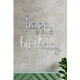 PEKSHOP Happy Birthday El Yazısı İmza Folyo Balon Gümüş Renk Doğum Günü Parti Balonu