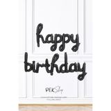 PEKSHOP Happy Birthday El Yazısı Siyah Folyo Balon