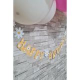 Pekshop Happy Birthday Papatya Tema Banner Papatya Konsept Duvar Süsü