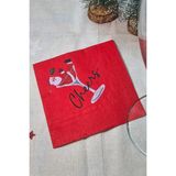 Pekshop Kadehte Noel Baba Cheers Baskılı Yılbaşı Peçete Kare Kokteyl Peçetesi - Kırmızı Kare Peçete 12LI Paket