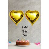 PEKSHOP Kalp Şekilli Gold Folyo Balon 10 inc 25 cm 2 Adet