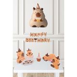 Pekshop Kapibara Konsept Doğum Günü Seti Capybara Balon Zinciri Banner ve Masa Üstü Panolu Set 206 - Çok Renkli