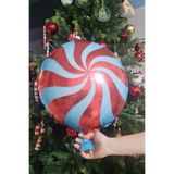 PEKSHOP Kırmızı Şeker Balon Yuvarlak Yılbaşı Folyo Balon 45cm
