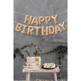 PEKSHOP Krem Karamel Happy Birthday Harf Balonlar Retro Doğum Günü Balon Seti