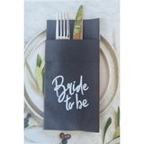 Pekshop Kumaş Dokulu Beyaz Baskılı Bride To Be Bride Parti Peçetesi Siyah Peçete 6'lı