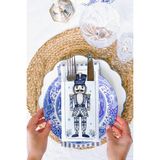 Pekshop Kumaş Dokulu Peçete Bleu Blanc Büyük Kurşun Asker Baskılı Yılbaşı Peçetesi 6'lı Cepli Lüks Peçete Paketi