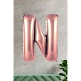 Pekshop N Harfi Rose Gold Folyo Balon 100 cm 40 Inç 1 Metre Baş Harf Balon - Renkli