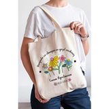 Pekshop Öğretmene Çiçek Desenli Bez Çanta Çevre Dostu Tekstil Orta Boy