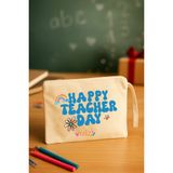 Pekshop Öğretmenler Günü Hediyesi Clutch Çanta Happy Teachers Day Isme Özel Baskı Çanta - Çok Renkli