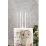 PEKSHOP Pasta Mumu Simli Beyaz Mum 6lı Paket