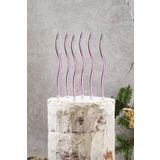 PEKSHOP Pasta Mumu Spiral Metalik Lila Renk Mum 6 lı Altın Kıvrık Mum