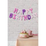 PEKSHOP Pembe Mor Happy Birthday Harf Balonlar Doğum Günü Balon Seti