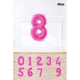 PEKSHOP Pembe Renk Rakam Folyo Balon Pembe Yaş Balonu Sayı Balonlar 16 inç 40 cm