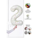 Pekshop Rengarenk Ponpon Süslemeli Retro Krem Yaş Balonu 80 cm - 2