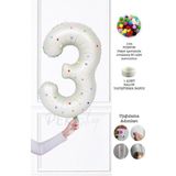 Pekshop Rengarenk Ponpon Süslemeli Retro Krem Yaş Balonu 80 cm - 3