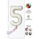 Pekshop Rengarenk Ponpon Süslemeli Retro Krem Yaş Balonu 80 cm - 5