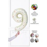 Pekshop Rengarenk Ponpon Süslemeli Retro Krem Yaş Balonu 80 cm - 9