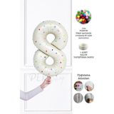 Pekshop Rengarenk Ponpon Süslemeli Retro Krem Yaş Balonu 80 cm