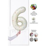 Pekshop Rengarenk Ponpon Süslemeli Retro Krem Yaş Balonu 80CM - 6